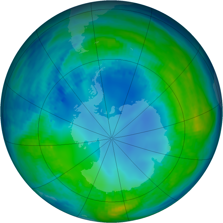 Antarctic ozone map for 09 May 1986